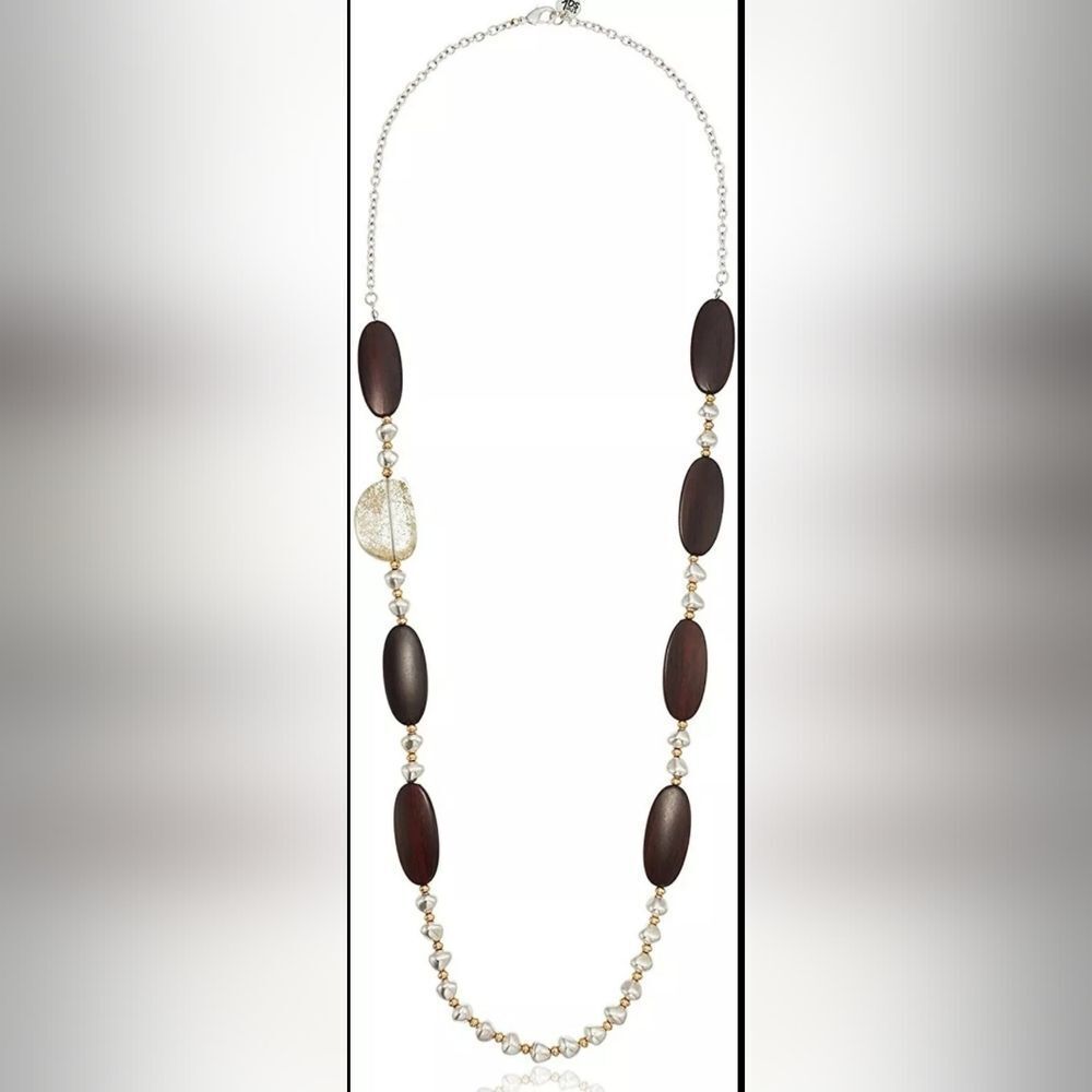 The SAK 30" Beaded Brown Strand Necklace NWT